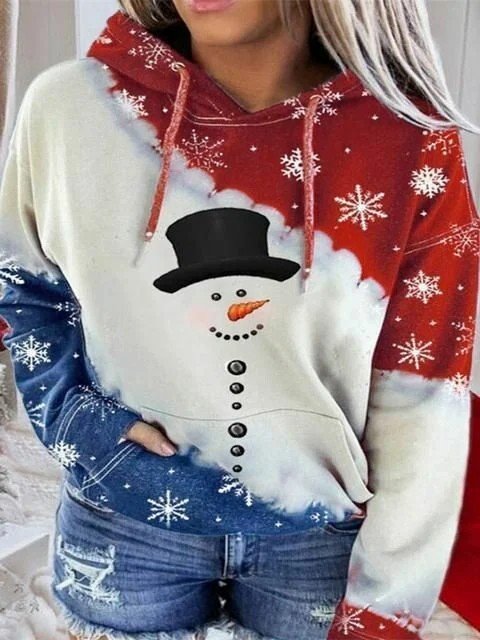 Christmas Tie-dye Print Hooded Sweatshirt