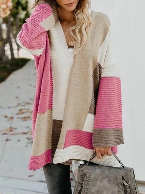 Color Block Loose Cardigan Coat